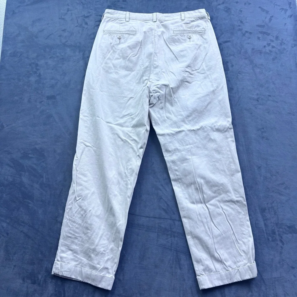 Polo Ralph Lauren Andrew Pant Mens 35x30 Khaki Tan Pleated Cuffed Cotton Chinos